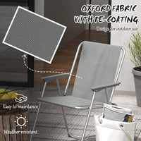 Set 2 Sedie da Giardino Pieghevoli con Braccioli e Seduta 53x54x76 cm in Tessuto Grigio