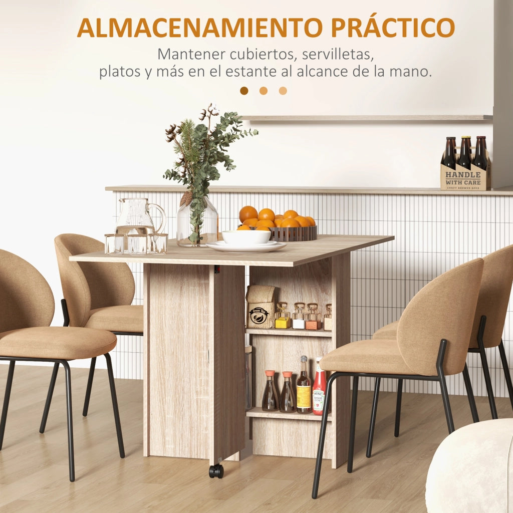 Tavolo pieghevole con ripiani ¨C zephmum ¨C legno naturale 75x140x74