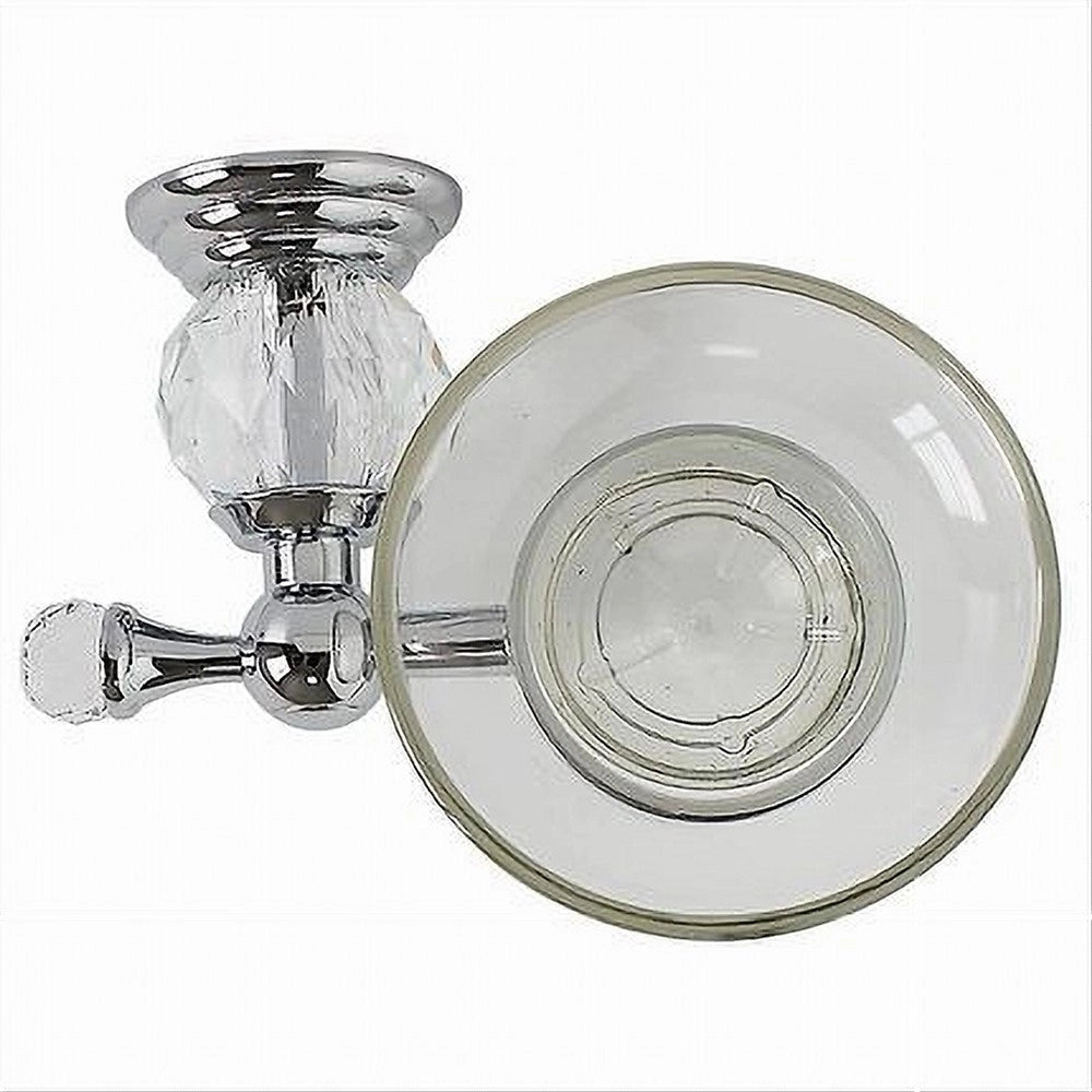 Trade Shop - Porta Sapone Saponetta Con Piattino Vetro Montaggio A Parete Bagno Crystal 52823 -