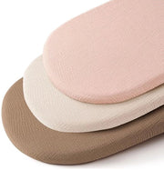 Set di protezioni per lettini universali │ Copri lettino per passeggino, cambio e lettino │ Copri cuscino per lettino │ Regalo per la nascita baby shower │ 3 pezzi │ 40x80 cm elastico - Crema/Nudo Rosa/Marrone