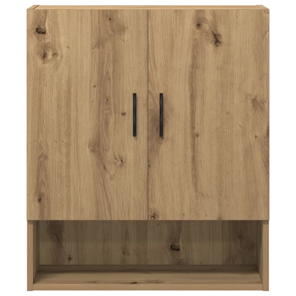 Mobiletto a muro in rovere lavorato a mano 60 x 31 x 70 cm con ampio spazio contenitivo e funzione espositiva realizzato in legno di rovere composito 02_0051131