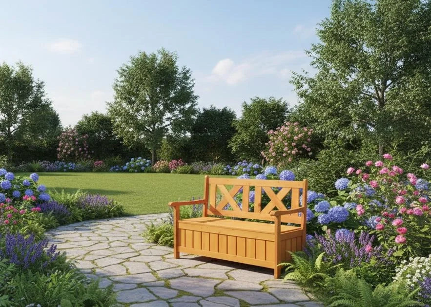 Elegante panca a cassapanca: panca da giardino con nascondiglio segreto