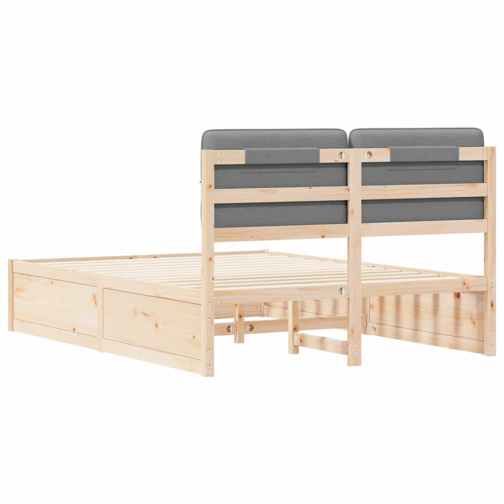 Letto con Testiera Rivestita Grigio chiaro 140 x 190 cm