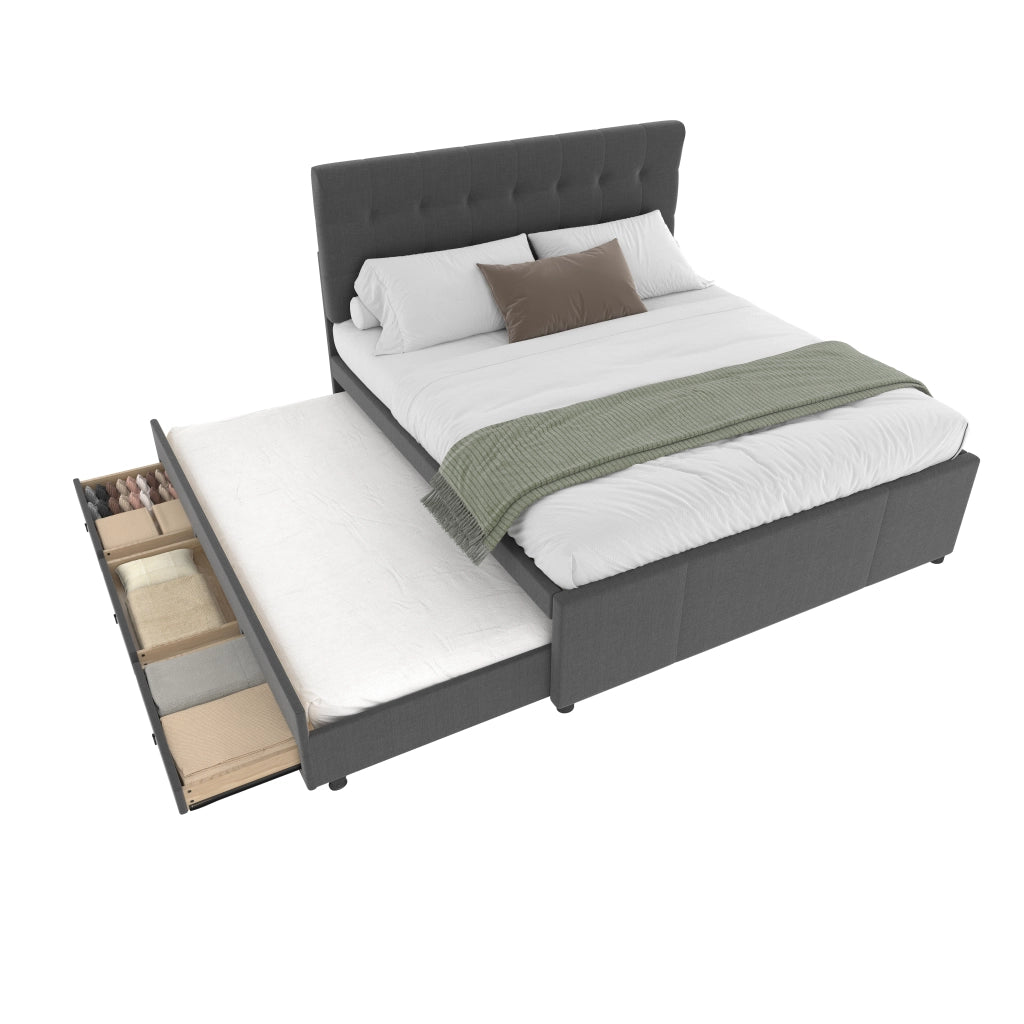letto imbottito lino grigio 140 x 200 cm