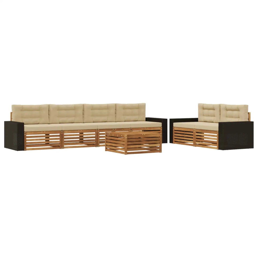 Set di divani da esterno 7 pcs Naturale e Beige Poliestere 3383066