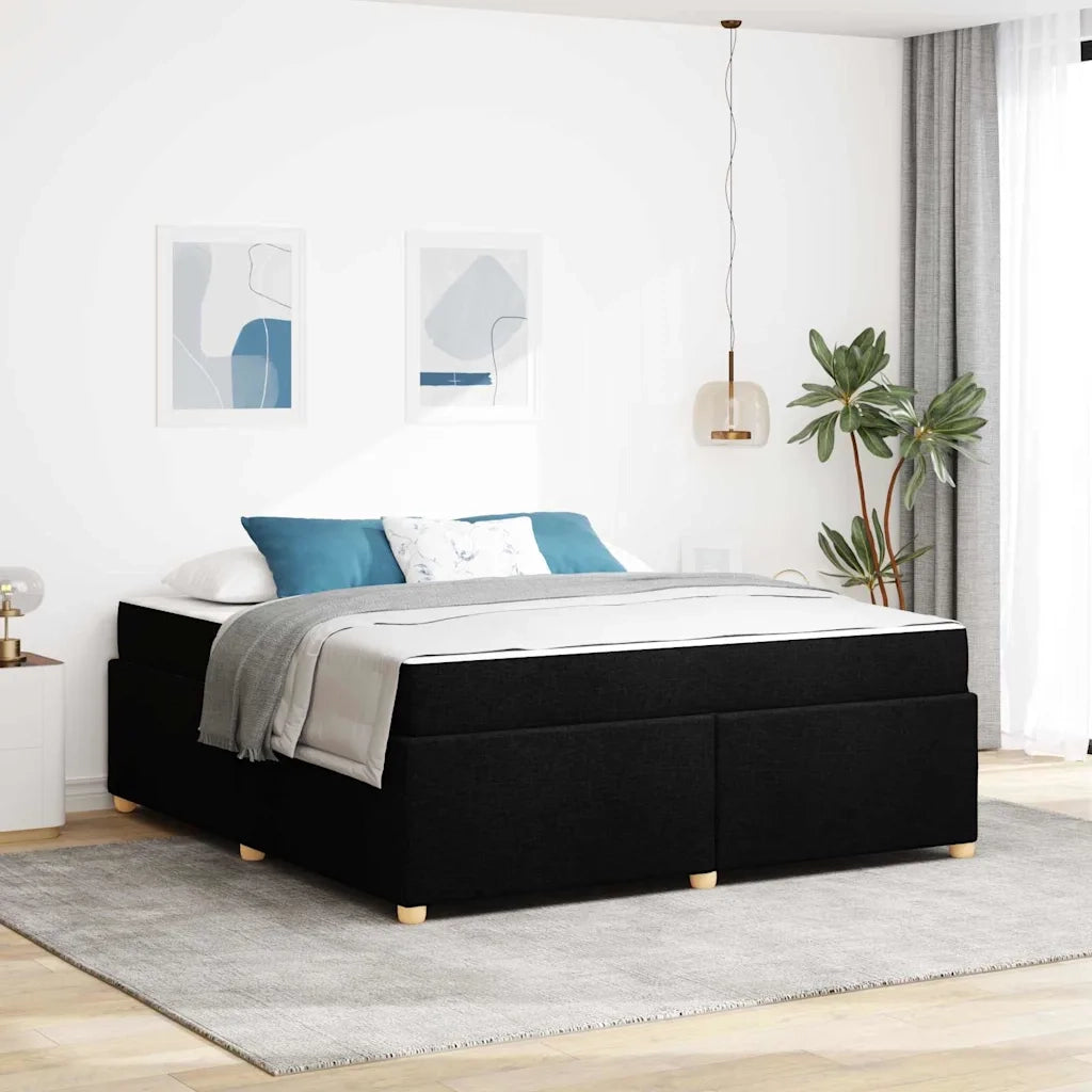 Struttura del letto con materasso Nero 180 x 200 cm Tessuto