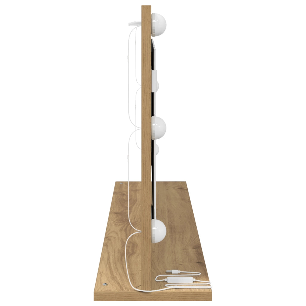 Specchio Vanity con luci LED Quercia Artigianale 100x45x18 cm