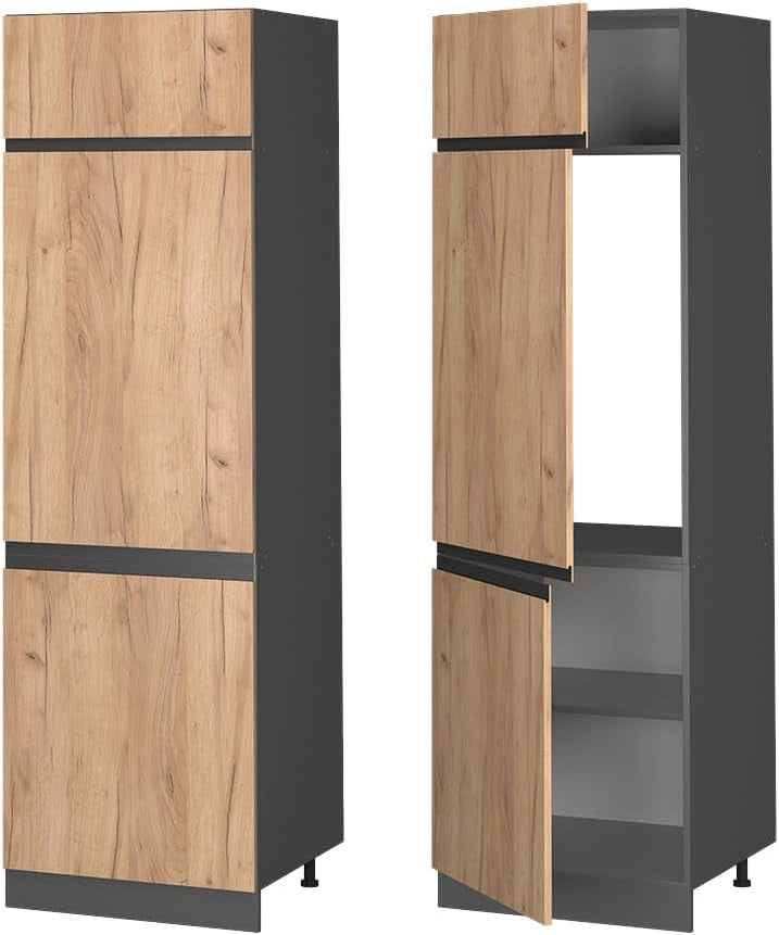 Armadio frigorifero R-Line, Quercia dorata, 60 cm Forma a J, per la libera combinazione all'interno di sistemi cucina modulari