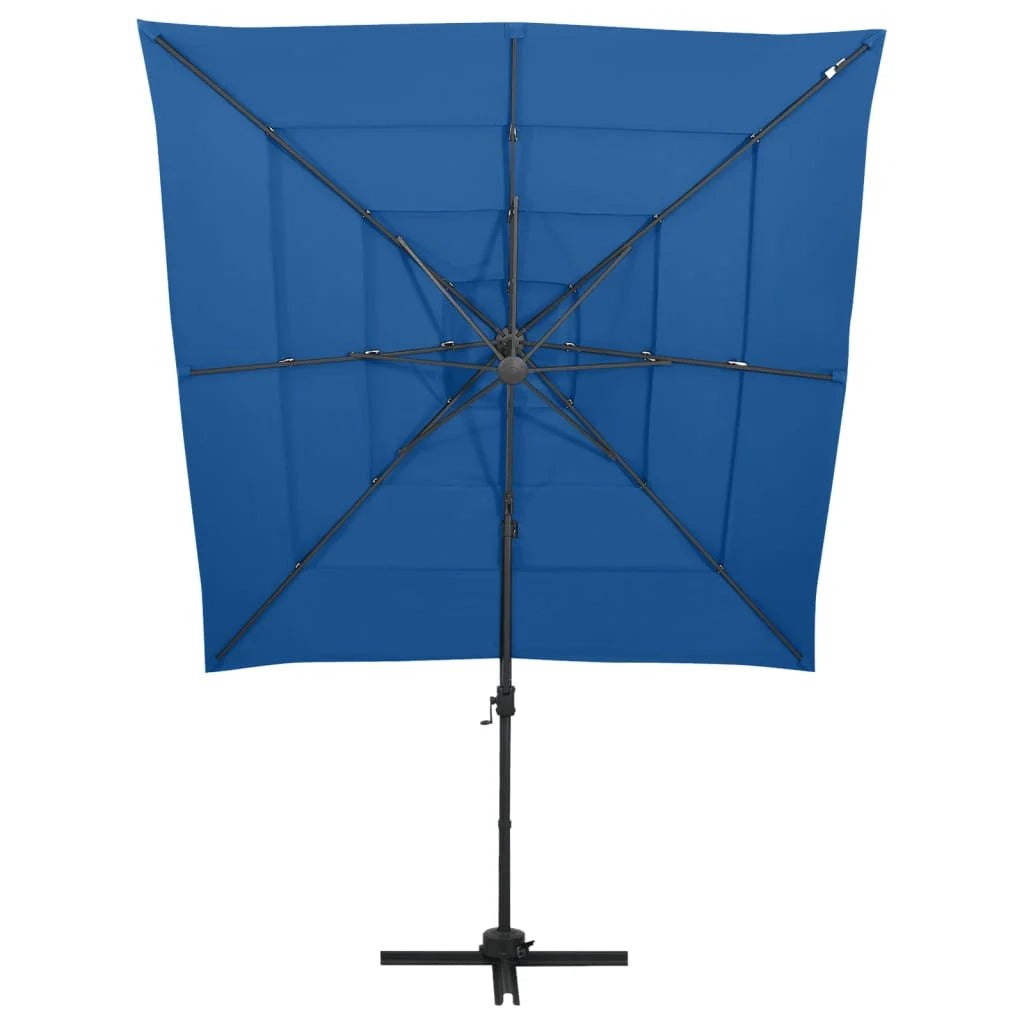 Ombrellone a quattro livelli con palo in alluminio 250 x 250 cm azzurro 02_0008786