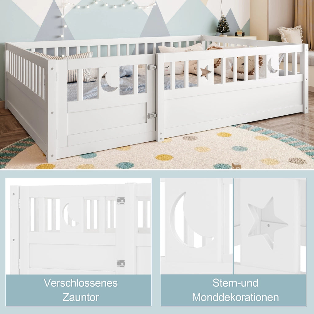 Letto per bambini 140x190 cm con sponde, bianco