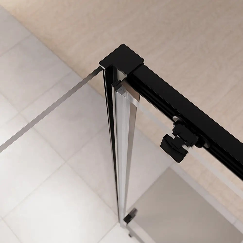 Box doccia 80x110 cm scorrevole vetro 6mm trasparente profili nero opaco | Lipari