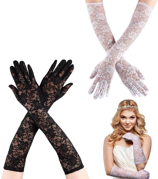 Accessori da sposa 2 pezzi - Maniche lunghe - Accessori vintage - Maniche da sposa - Adatte per matrimoni - Circa 40 cm di lunghezza