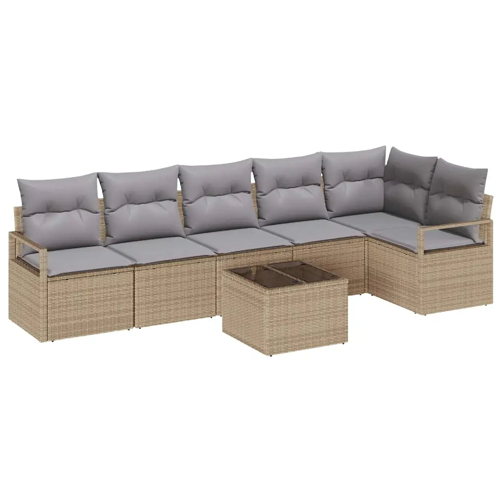 Set di divani con cuscino 7 pcs Beige polyrattan 3346410