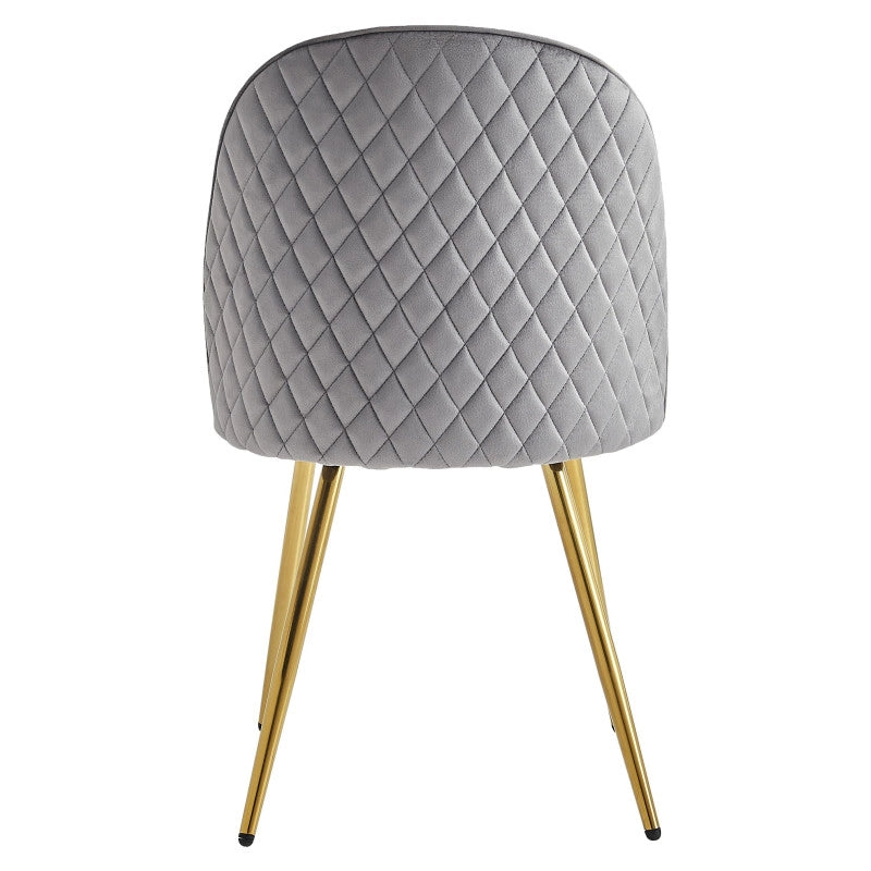 Set di 4 Sedie Claire In Velluto Grigio E Gambe Oro
