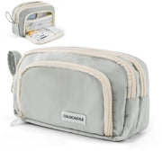 Etui con 3 compartimenti, borsa con grande capacità per ragazze, ragazzi, giovani adulti, adulti, borsa con manico per scuola e ufficio.