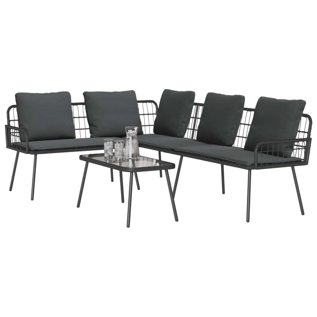 Set Divano da Giardino con cuscino 2 pcs Nero polyrattan 3328648