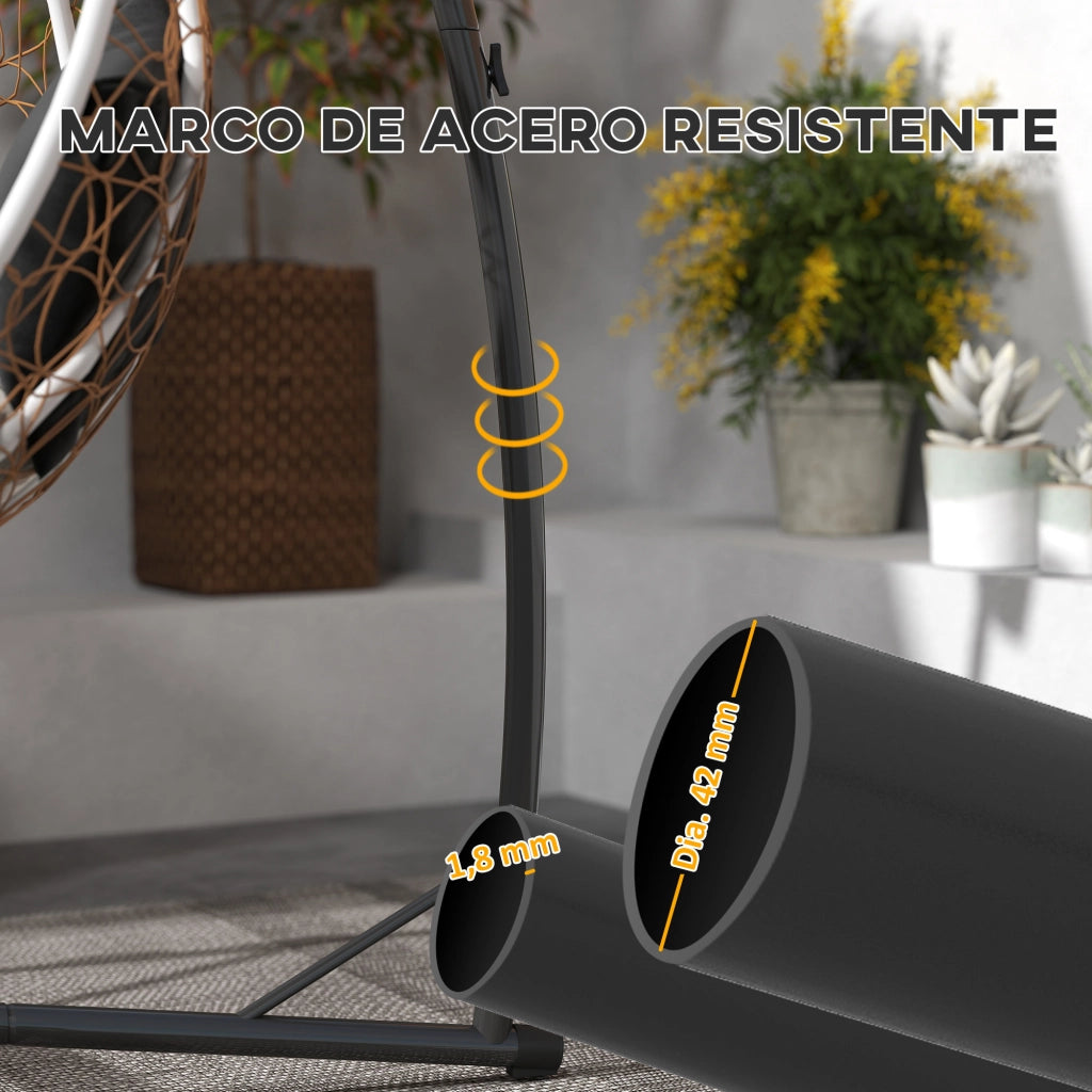 Sedia da giardino sospesa ¨C Zephmum ¨C Nero, struttura in acciaio, con portabevande