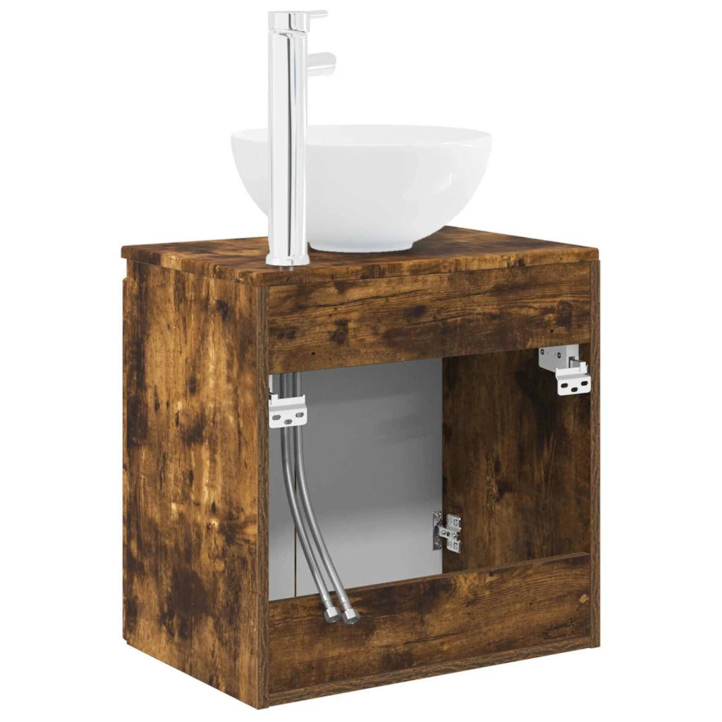 Mobile Lavabo da Parete Rovere Fumo 49,5 x 35 x 63 cm 890387