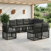 Set di divani da esterno 8 pcs Nero e Grigio scuro Poliestere