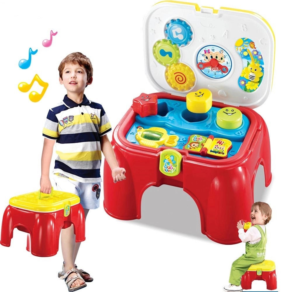 Trade Shop - Sgabello Sediolina Giocattolo Con Formine Incastro Luci Suoni Gioco Per Bambini -