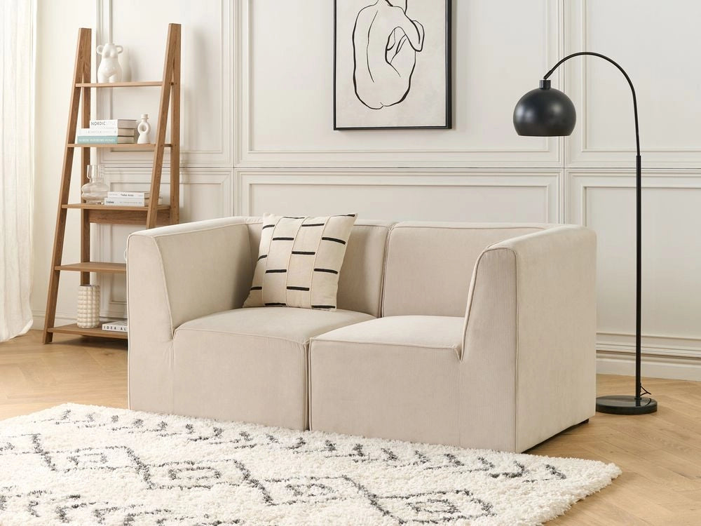 Divano modulare 2 posti in Velluto a coste beige stile classico soggiorno