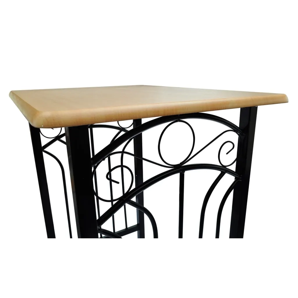 Set Tavolo da Pranzo / Bar e Sedie in Legno e Acciaio Marrone  cod mxl 24736
