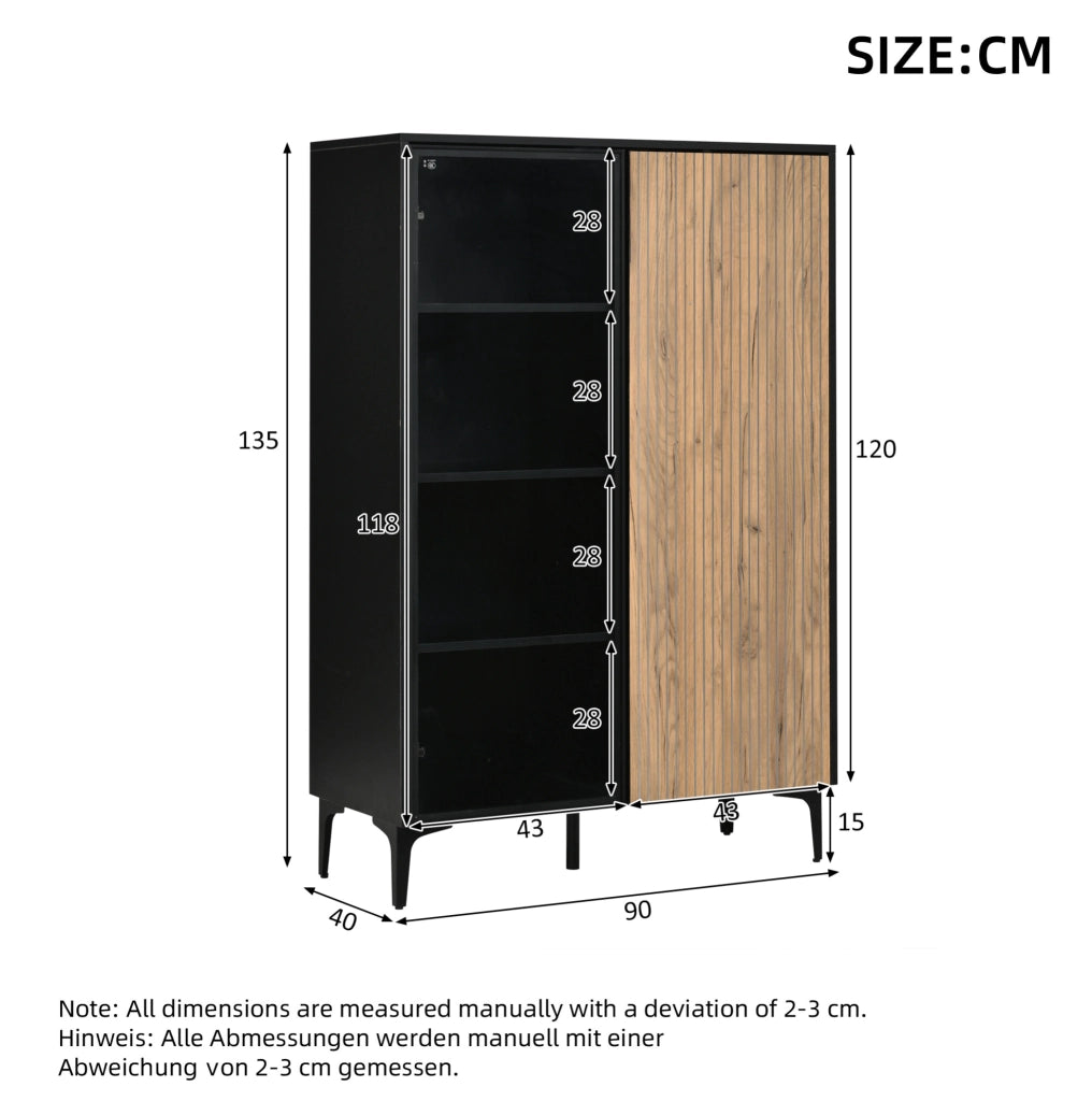 Vetrina moderna in MDF con LED RGB, 90×40×135 cm