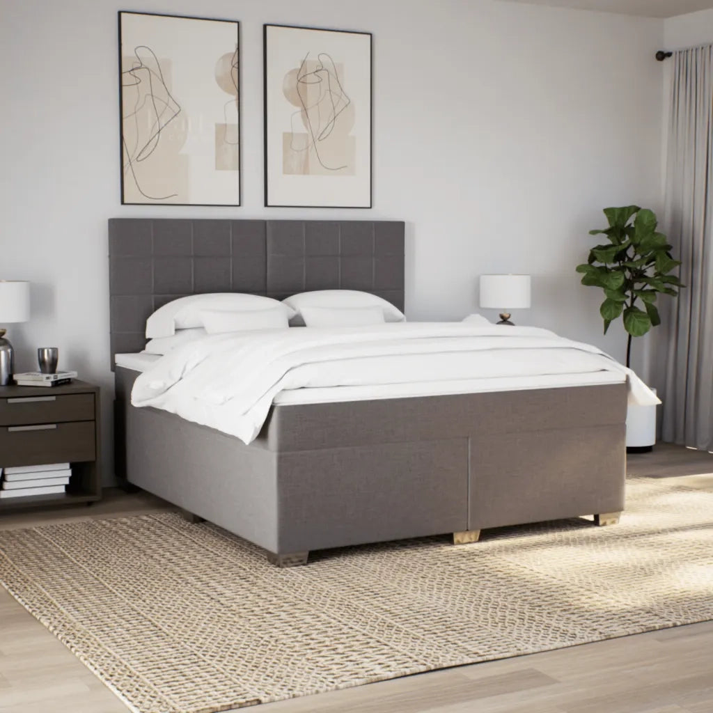 vidaXL Giroletto a Molle con Materasso Tortora 180x200 cm in Tessuto