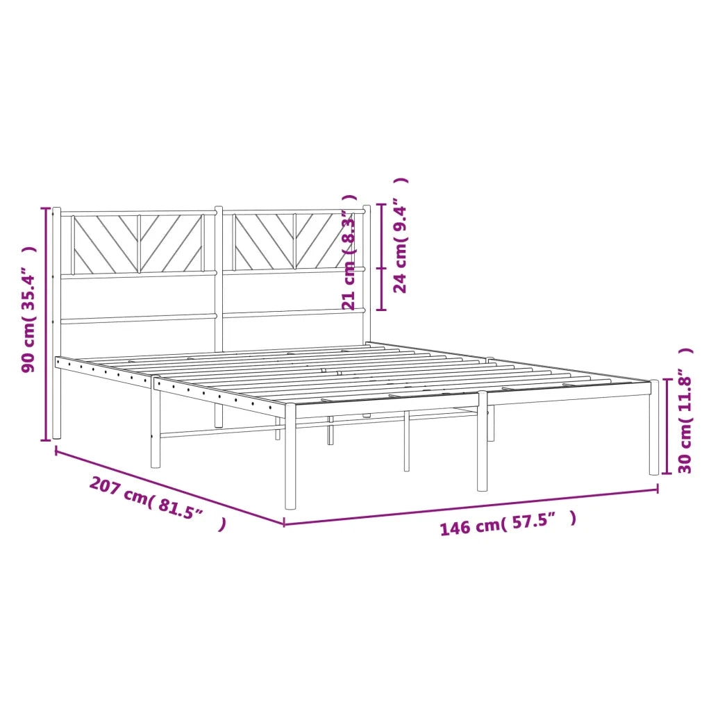 Giroletto con Testiera-Struttura Letto con testiera in Metallo Nero 140x200 cm 826377