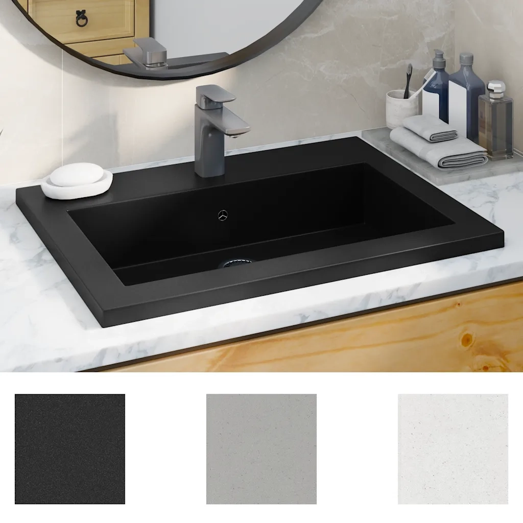 Lavandino in Granito 600x450x120 mm Nero CFW8701484