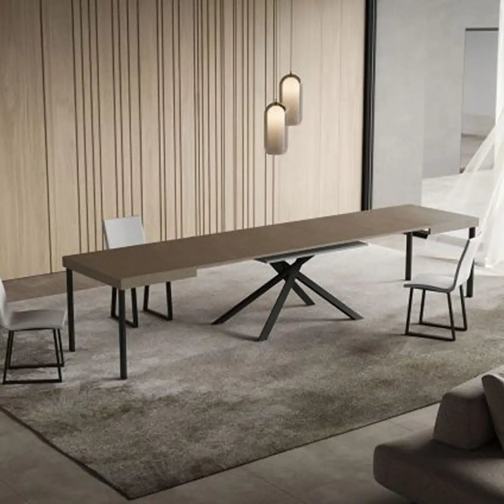 Tavolo allungabile 140/400x90 cm Niket tortora gambe antracite