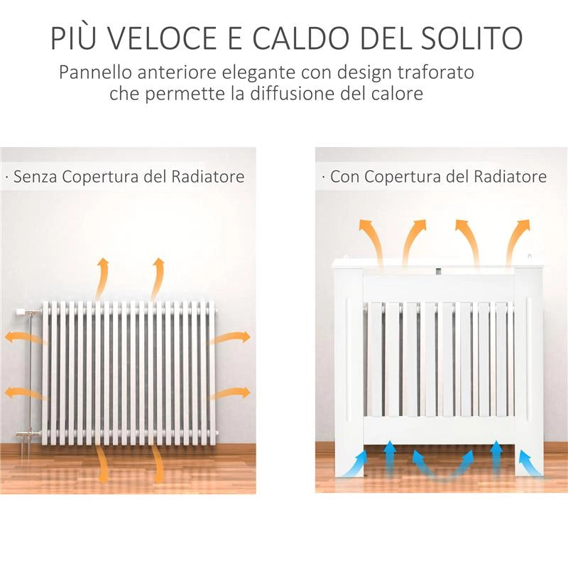 COPRITERMOSIFONE IN LEGNO MDF BIANCO CON DOGHE VERTICALI 78X19X81CM
