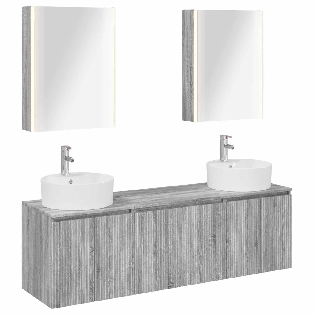 Set di Armadi da Bagno 5 pcs Sonoma grigio Legno ingegnerizzato 3406452