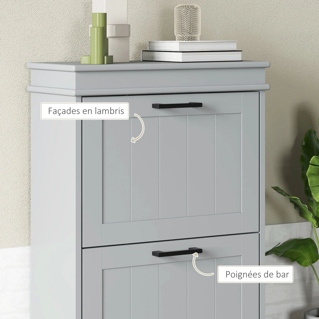 Scarpiera a 2 Ante con Ripiani Regolabili ¨C Zephmum ¨C Grigio 54x24x82.5 cm