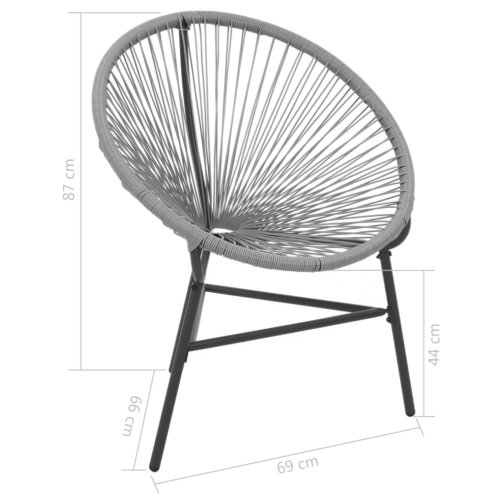 Sedia Acapulco da Giardino | Sedie da Esterno in Polyrattan Grigia