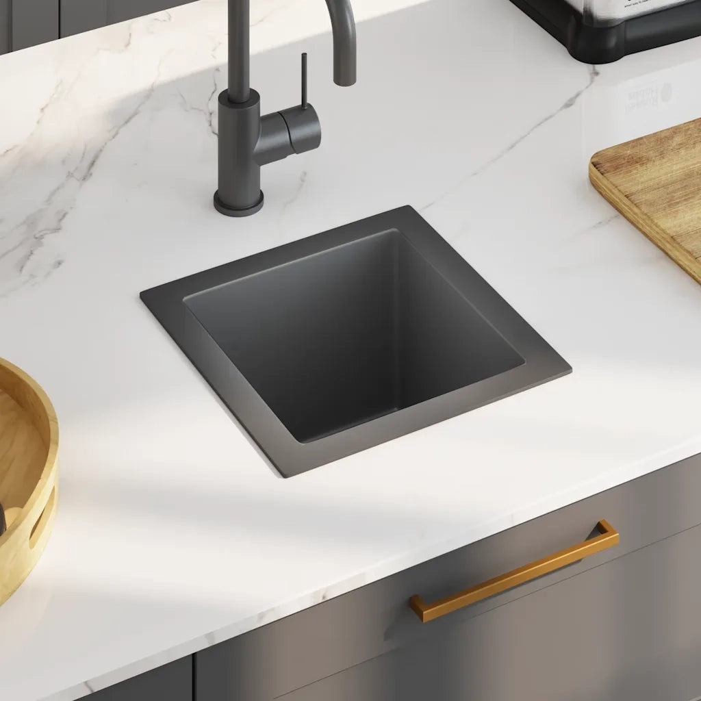 Lavello da Cucina Artigianale Nero in Acciaio Inox 51499