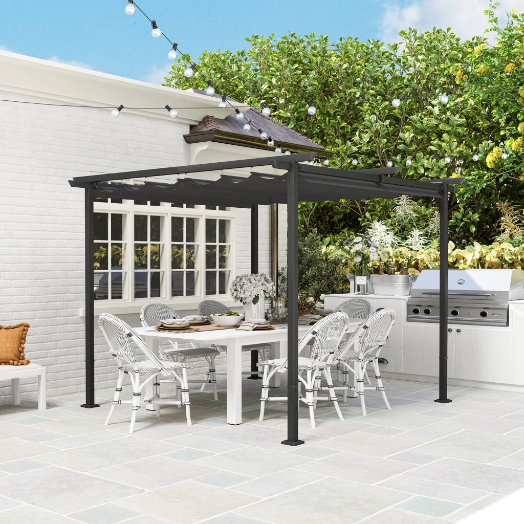 Pergola da Giardino 3x3m ¨C Xylo ¨C Tetto Regolabile Metallo Grigio Antracite