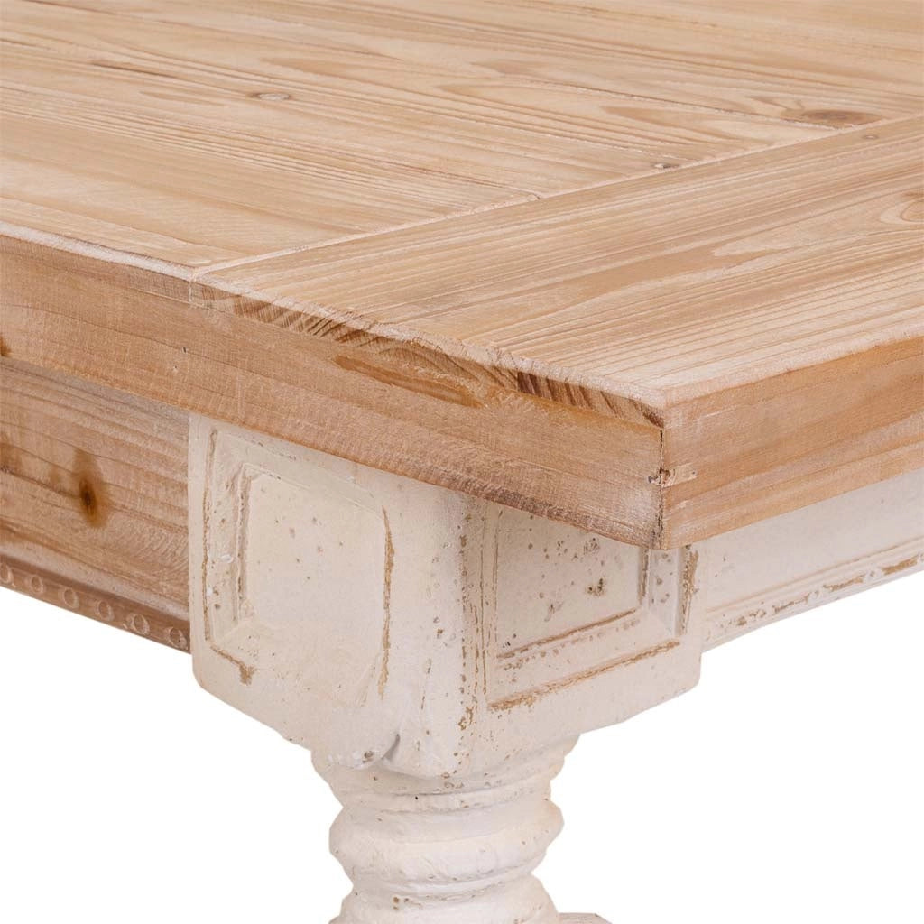 Tavolo in legno intagliato bianco 200x90x78h