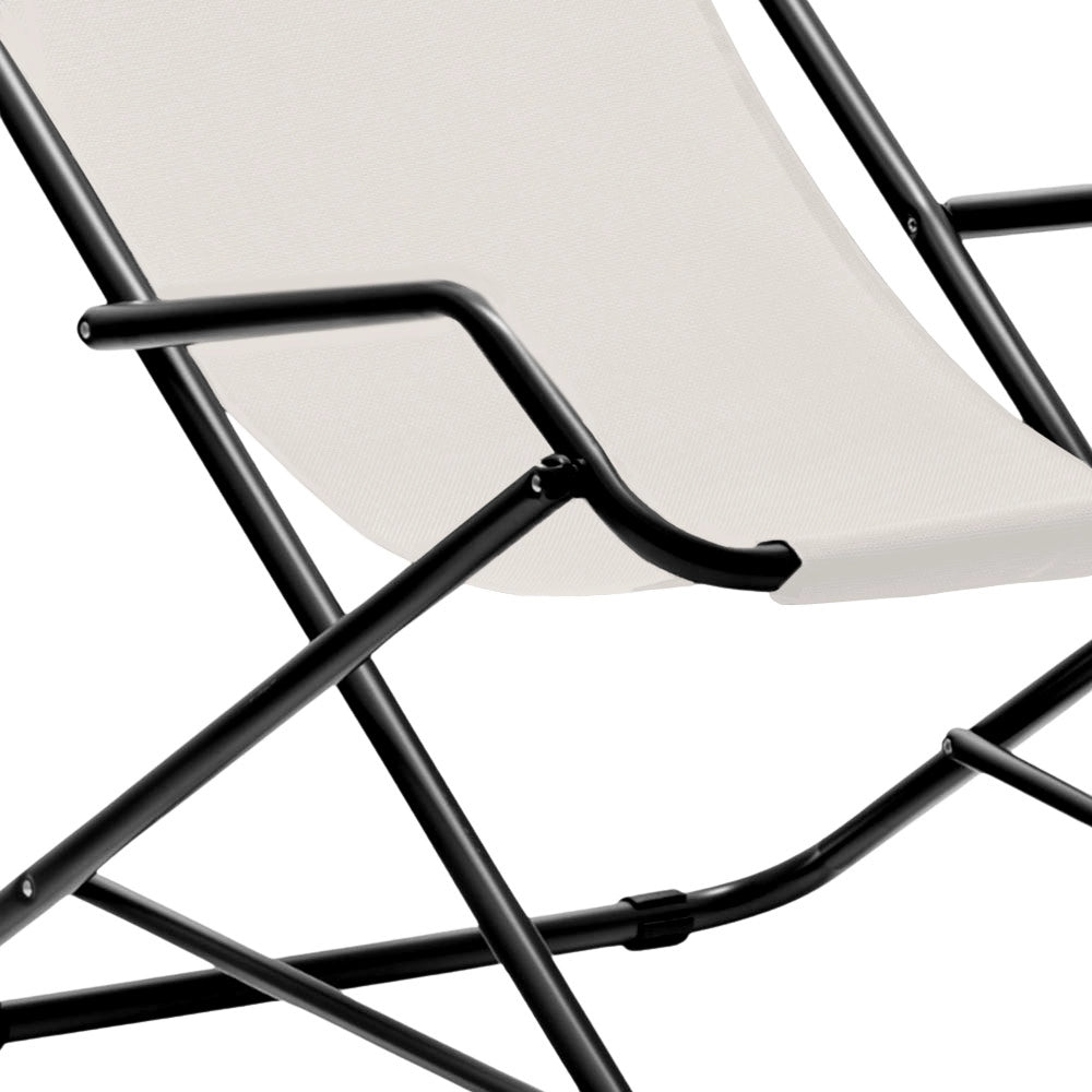 Sdraio dondolina Creta in tubo di acciaio verniciato con telo in pvc beige