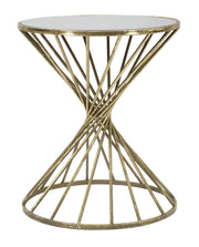 Tavolinetto Hypnos Ø42x50 cm in Ferro MDF e Vetro Oro