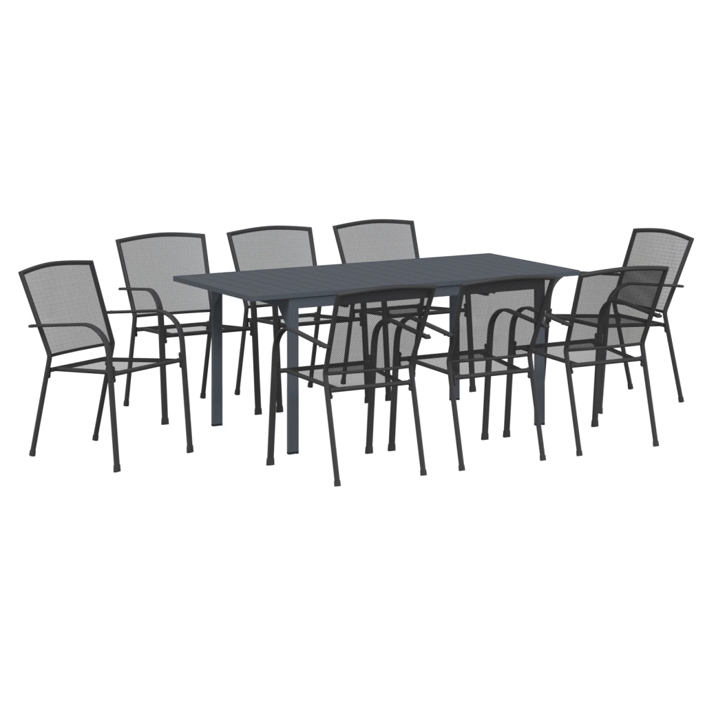 Set da Pranzo da Giardino 9 Pezzi Acciaio Anthracite