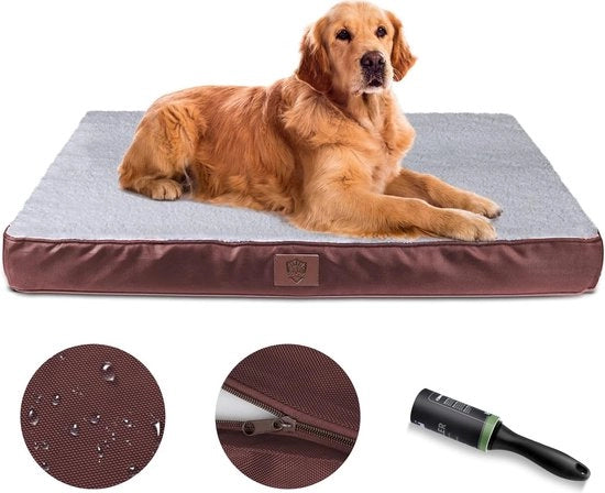 Letto per cani, letto per animali domestici con copertura rimovibile lavabile, grande letto per cani, schiuma ad alta densità, letto per cani ortopedico, letto per gatti, auto riscaldante e respirante, invia 1 rotolo di piuma, 90 x 67 cm