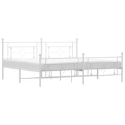 Letto matrimoniale | Letto per adulti | Giroletto con Testiera e Pediera Metallo Bianco 193x203 cm