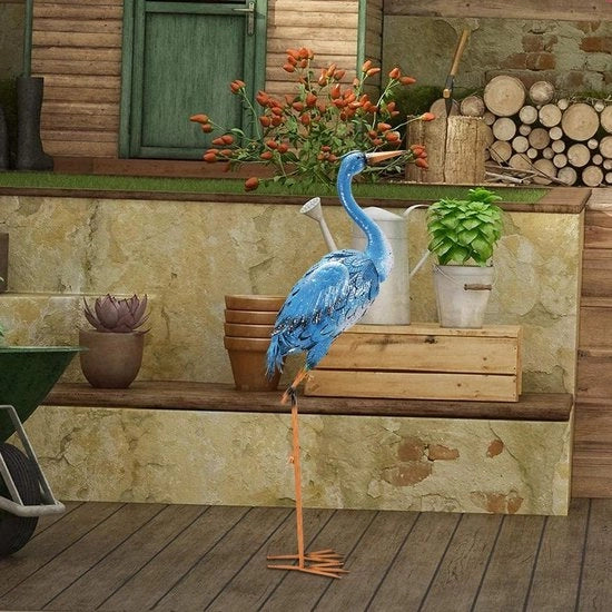 Decorazione esterna per giardino in metallo 96 cm, scultura di un cigno con uccelli, decorazione per esterni, fontana blu, decorazione per casa, regalo per donna o uomo, decorazione per mamma, decorazione per soggiorno e balcone.