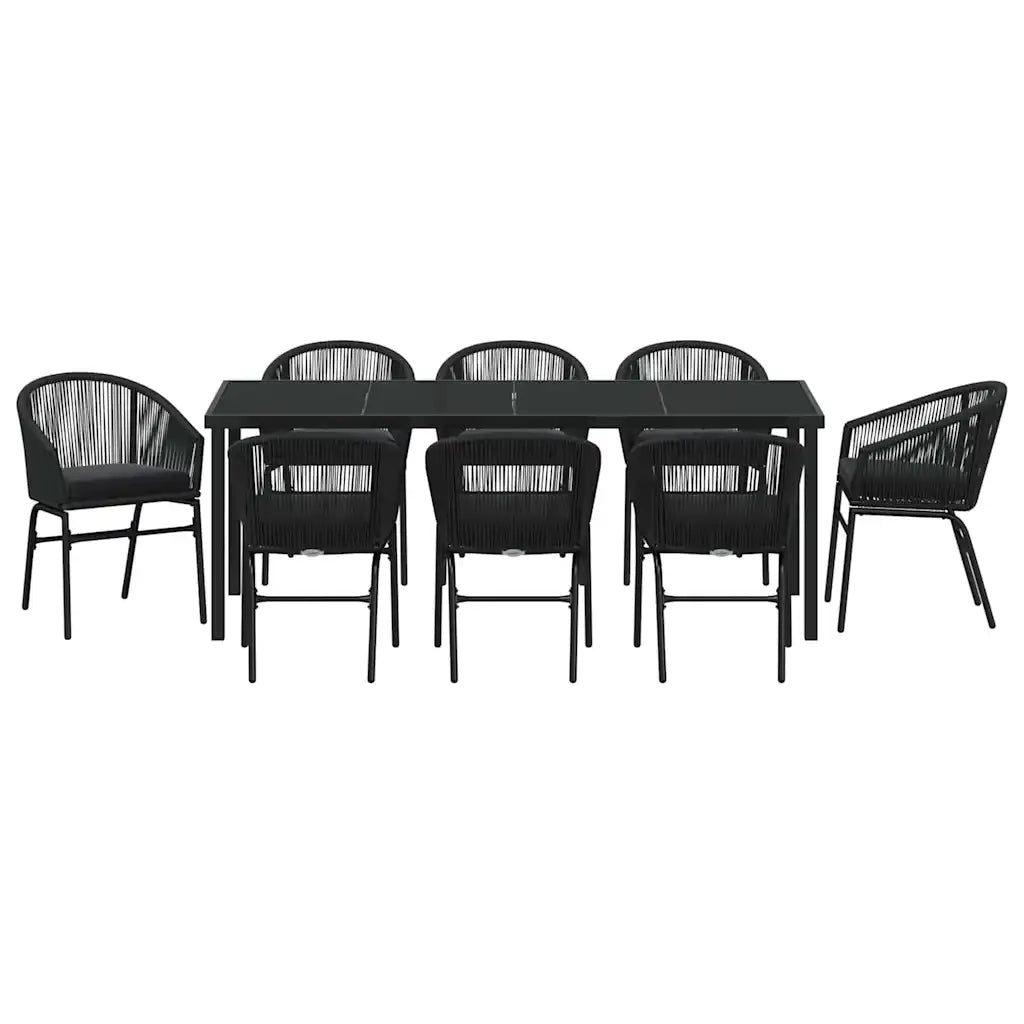 Set da Pranzo per Giardino 9 pcs Nero 3379351
