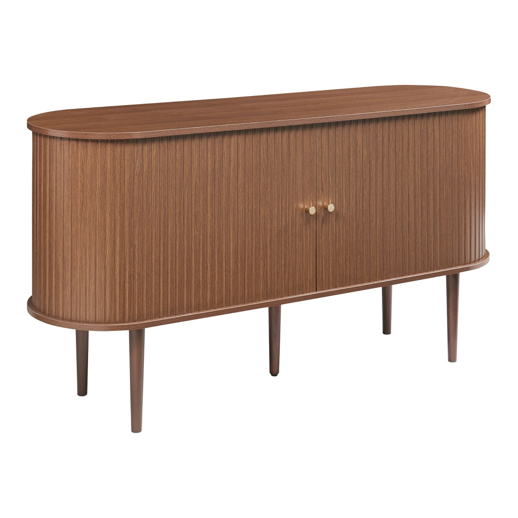 Mobile Contenitore Mapia con Ante Scorrevoli Credenza Bassa Madia 140x40x75 cm Effetto Noce [en.casa]