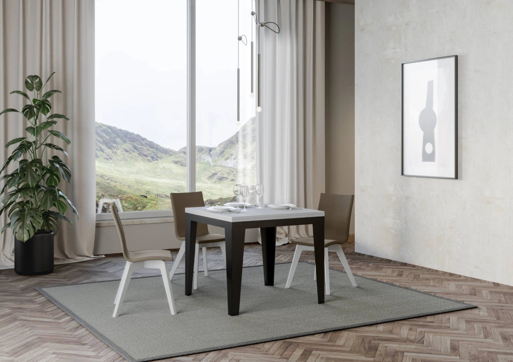 Tavolo Allungabile 90-180x90x80-78 cm Flame Libra Bianco Frassino