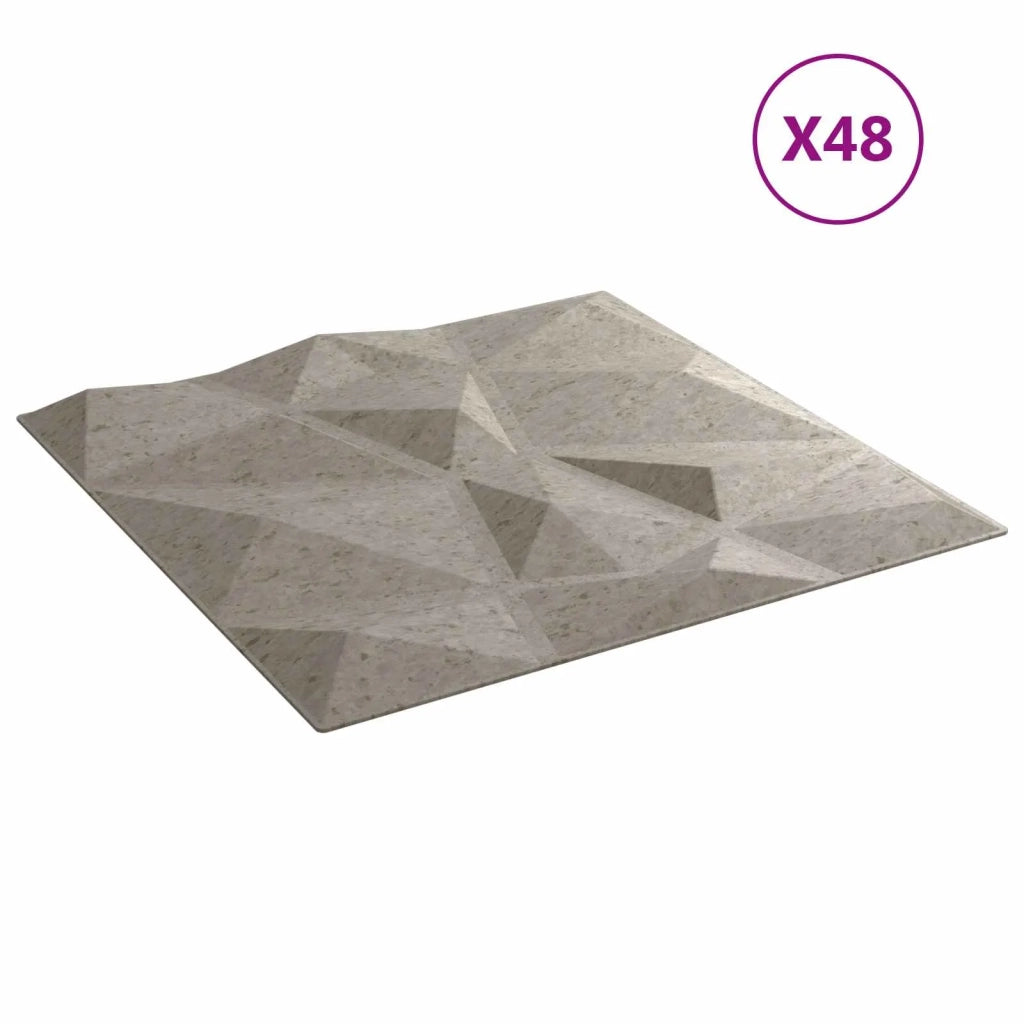 Pannelli da parete 48 pcs Grigio Cemento 50 x 50 cm Schiuma XPS