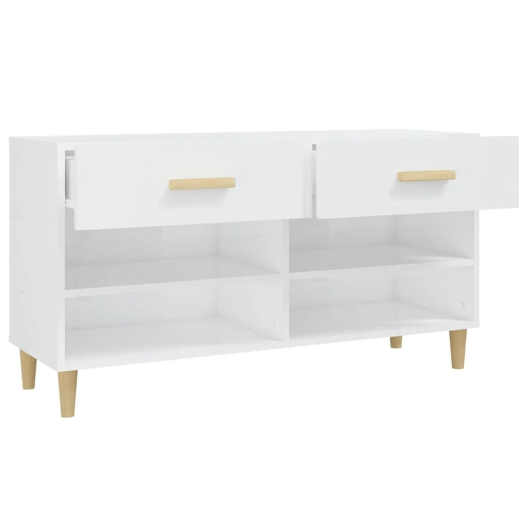 Scarpiera mobile contenitore per scarpe mobile contenitore per ingresso/corridoio/soggiorno finitura lucida 102 x 35 x 55 cm legno ingegnerizzato bianco 02_0021284