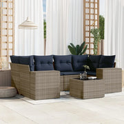 Set Divani da Giardino 7 pz con Cuscini Grigio in Polyrattan 3222320